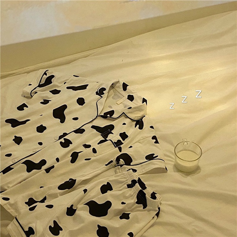 Pyjama cocooning léger d'été imprimé vache