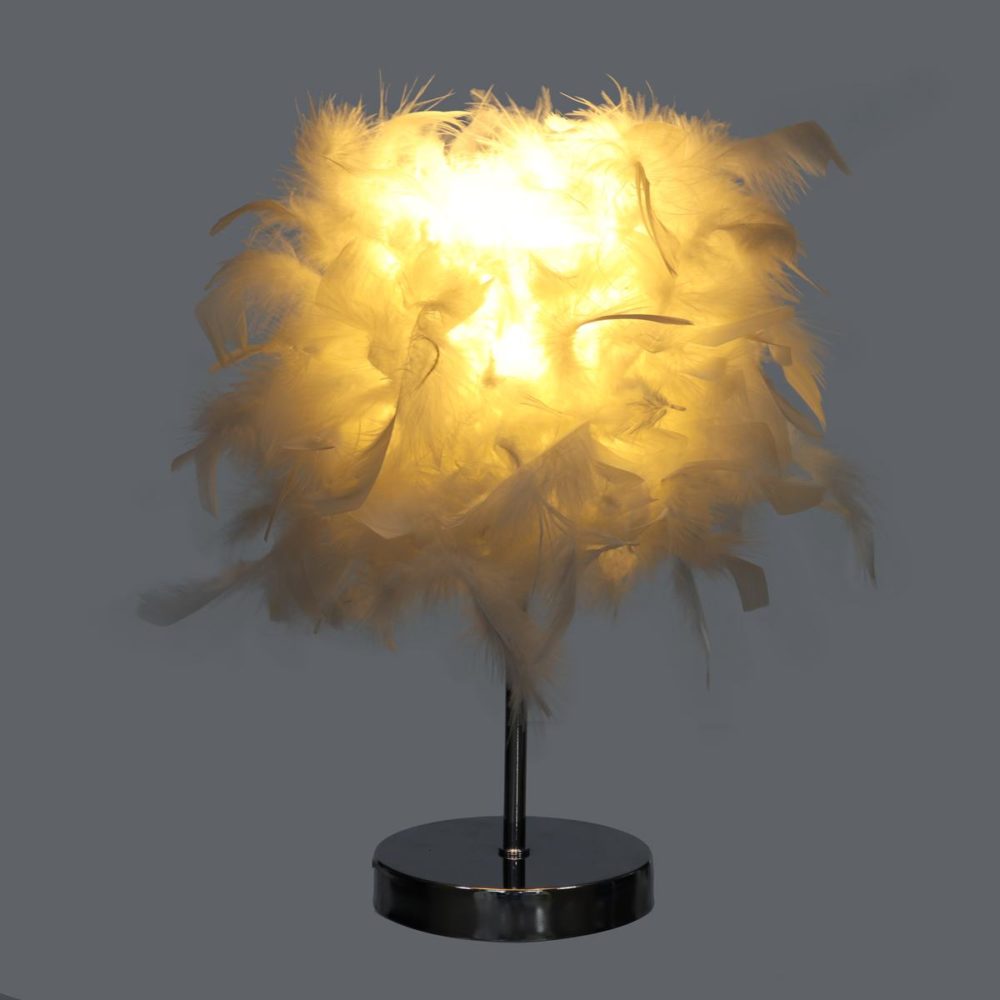 Lampe cocooning abat-jour plumes cosy