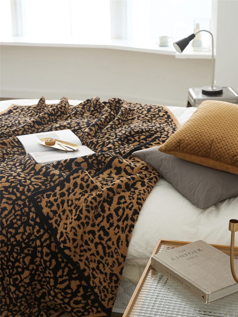 Plaid imprimé léopard marron