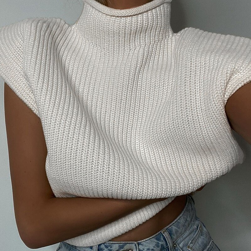 Pull tricot sans manche