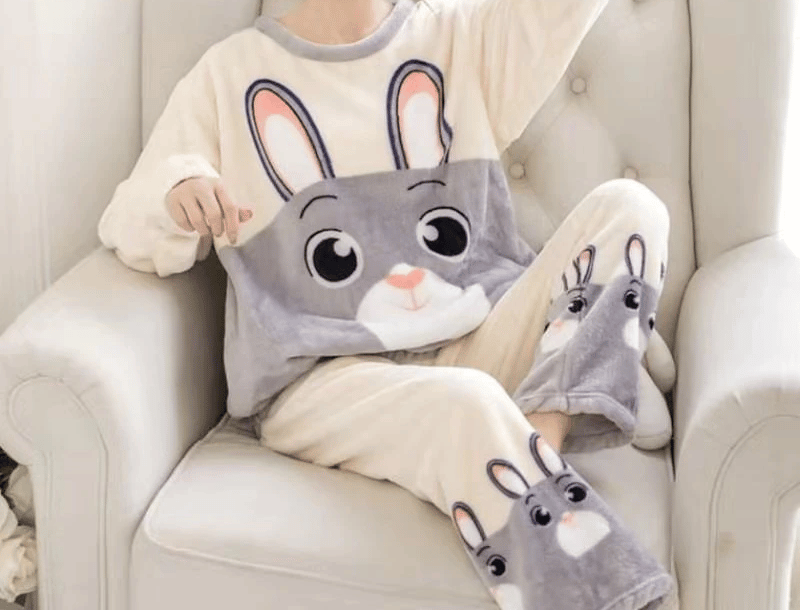 Pyjama chaud lapin pour femme