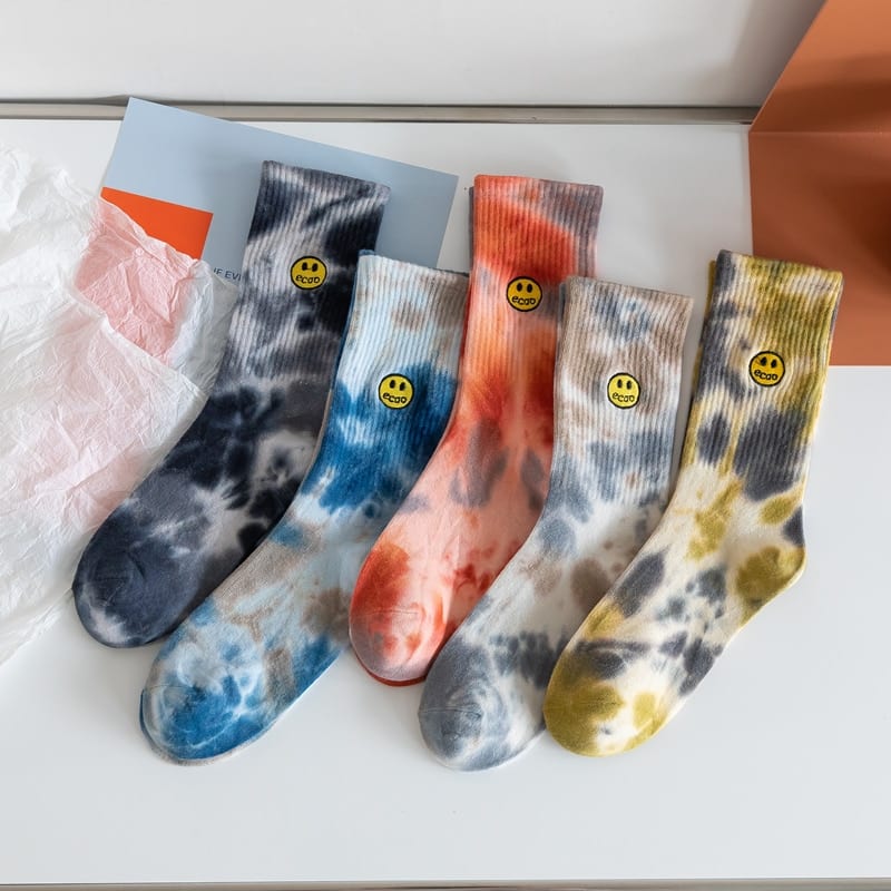 Chaussettes smiley tie and dye