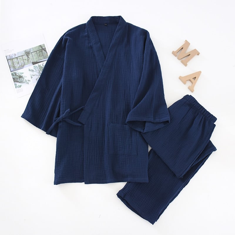 Pyjama kimono léger en gaze de coton pour homme