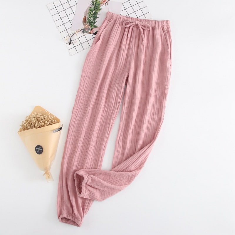 Pantalon de pyjama d'été en gaze de coton pour femme
