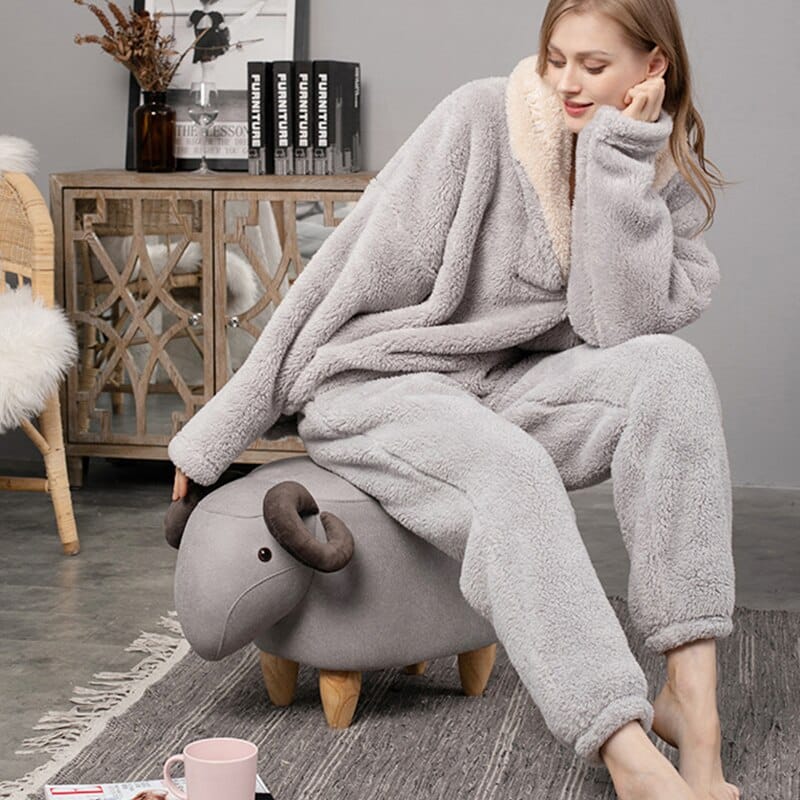 Ensemble pyjama chaud en flanelle pour femme