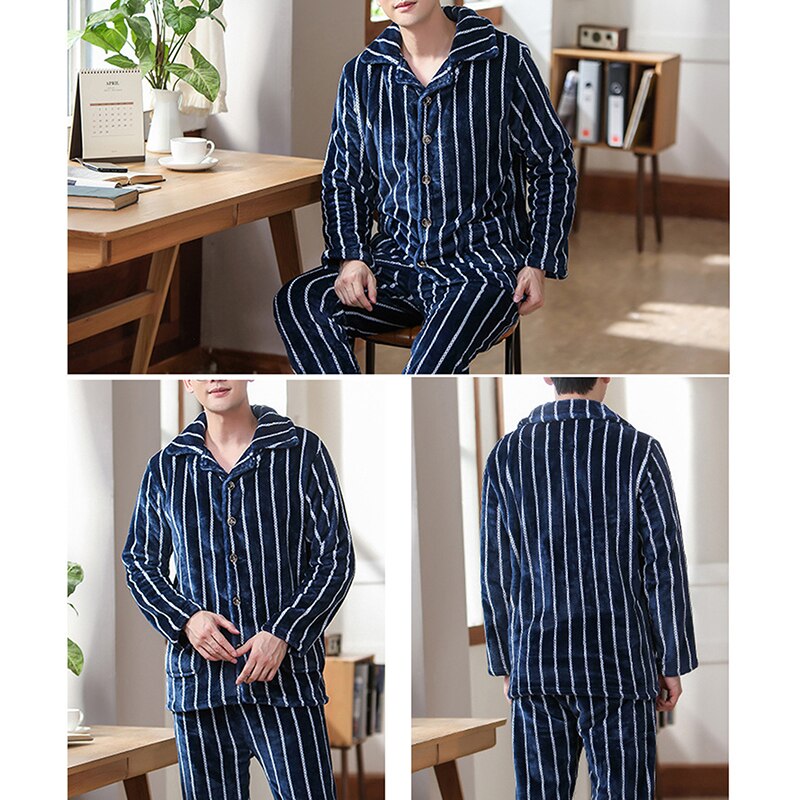 Pyjama cocooning en flanelle à rayures pour homme
