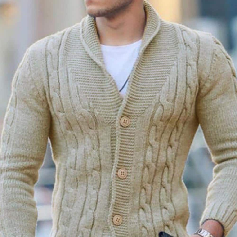 Cardigan en tricot torsadé pour homme