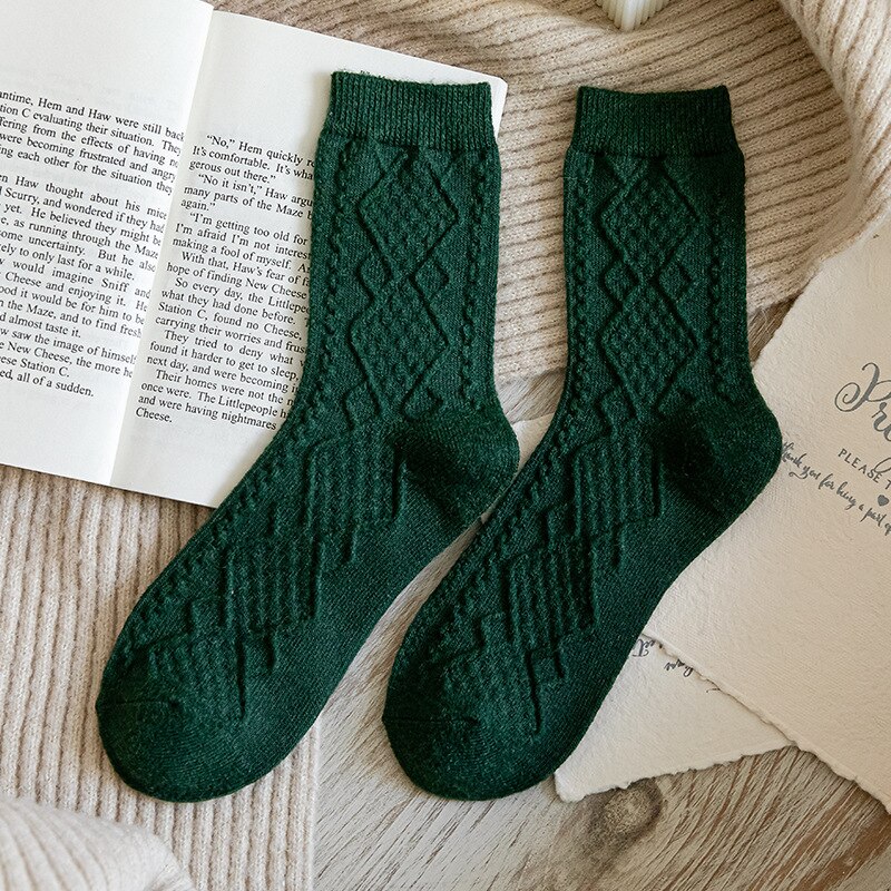 Chaussettes tricotées en laine pour femme