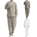 Hommes portant des tenues en coton décontracé, beige, gris et blanc