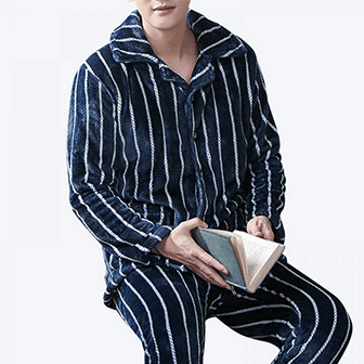 Pyjama cocooning en flanelle à rayures pour homme