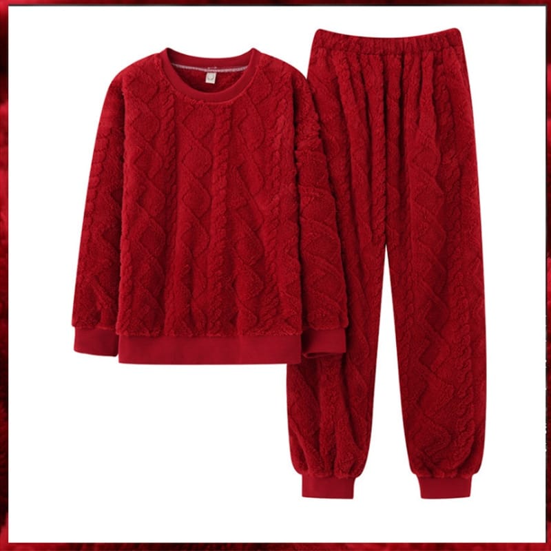 Pyjama cocooning pelucheux en coton effet tricot