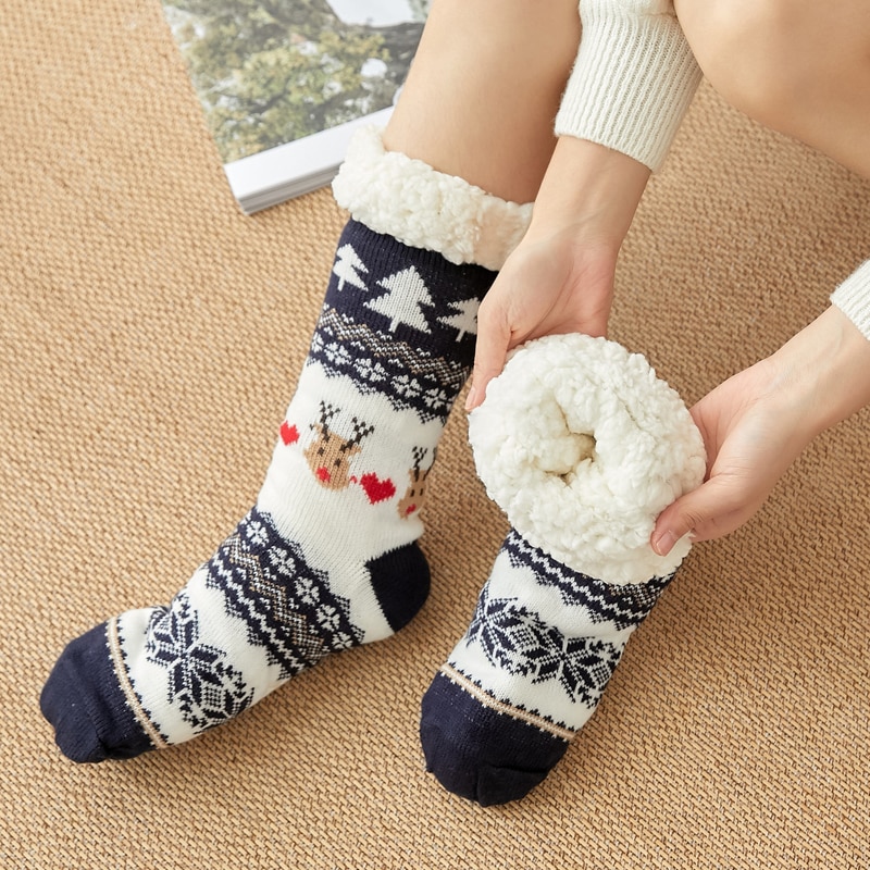 Chaussettes chaudes de Noël rennes et flocons
