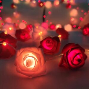 Photo d'une guirlande de roses en LED rouge