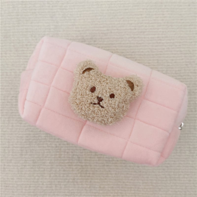 Trousse de toilette en coton avec un ours en peluche pour bébé