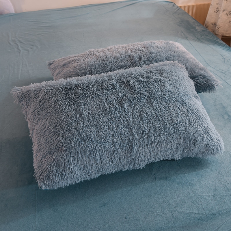 Parure de lit cocooning en fausse fourrure avec draps plat