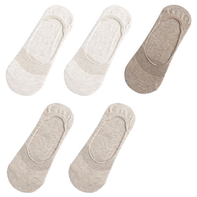 5 paires de chaussettes invisibles et antidérapantes en coton pour femme