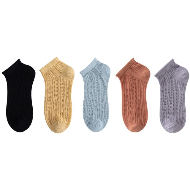 5 paires de chaussettes courtes en maille fine pour femmes