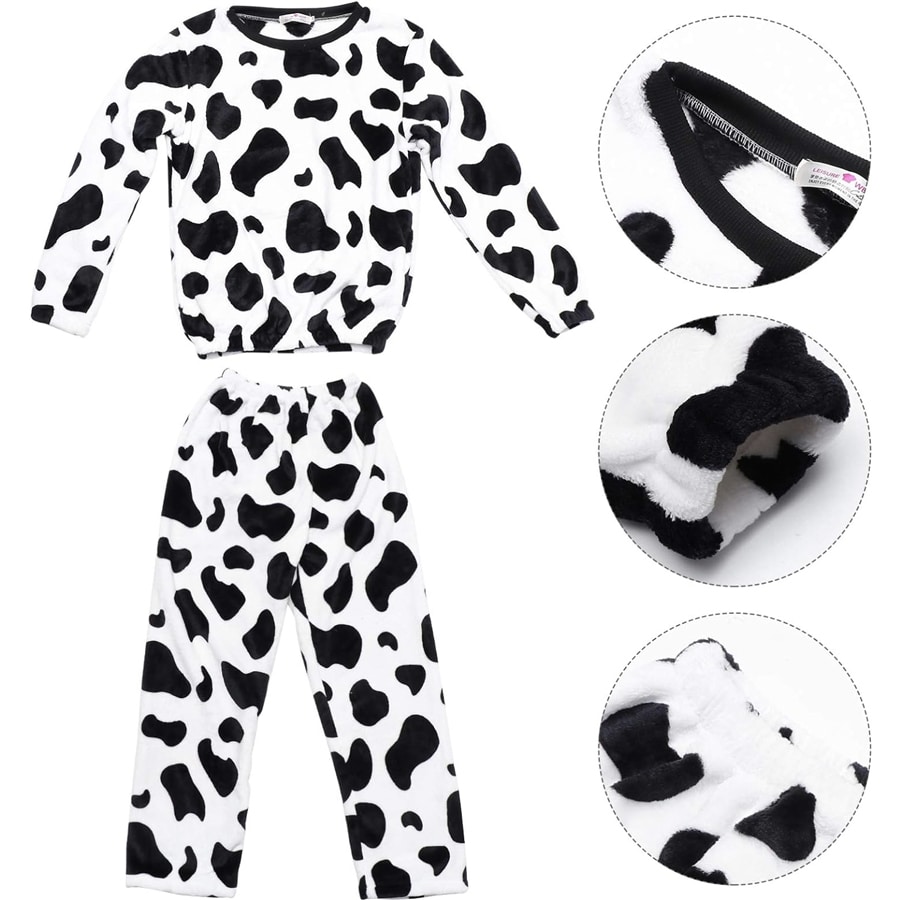 Pyjamas cocooning en peluche imprimé vache
