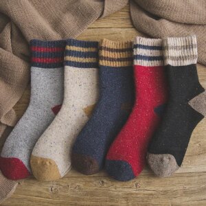 5 paires de chaussettes en laine design vintage pour femme